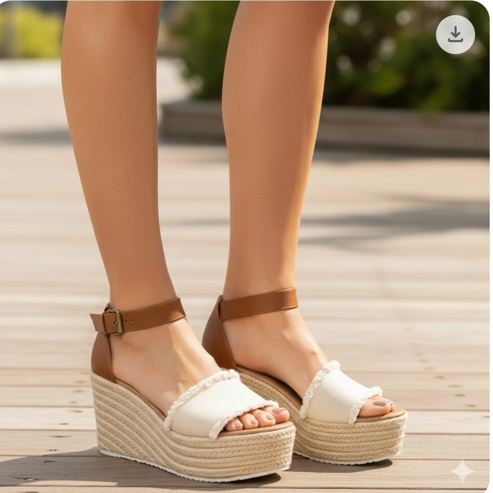 Brash Platform Espadrille Open Toe Wedge Sandals Size 8